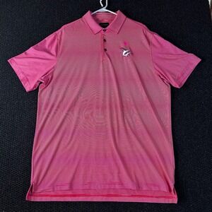 CHASE 54 Men's XL Pink White Stripe Golf Polo Shirt Performance Dry‎ Fit